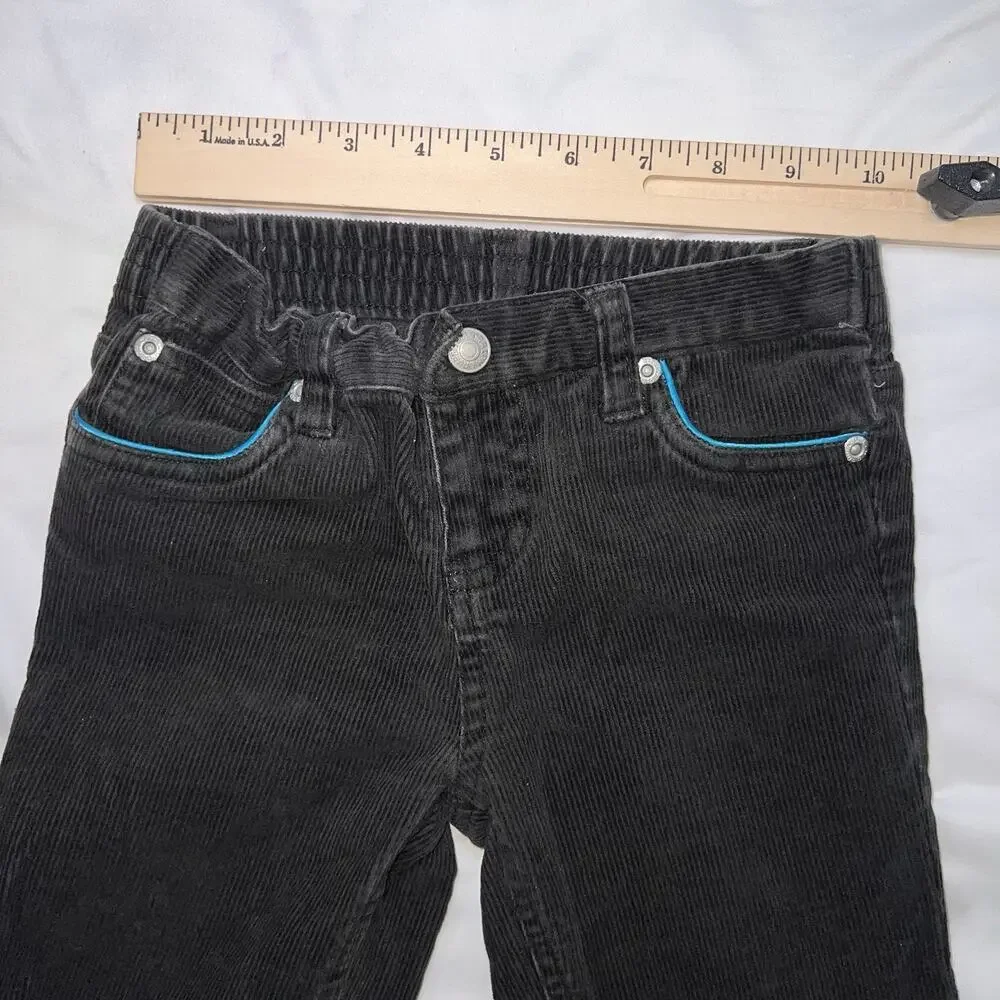 Ralph Lauren Pants Girl Size 6X Black Corduroy Cotton Stretch Elastic Waist Fade